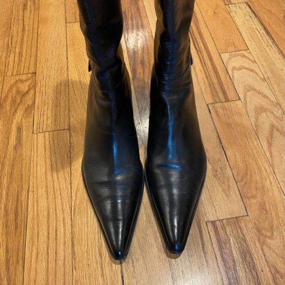 Sigerson Morrison Black and White Knee-High Boots - Picture 5 of 9